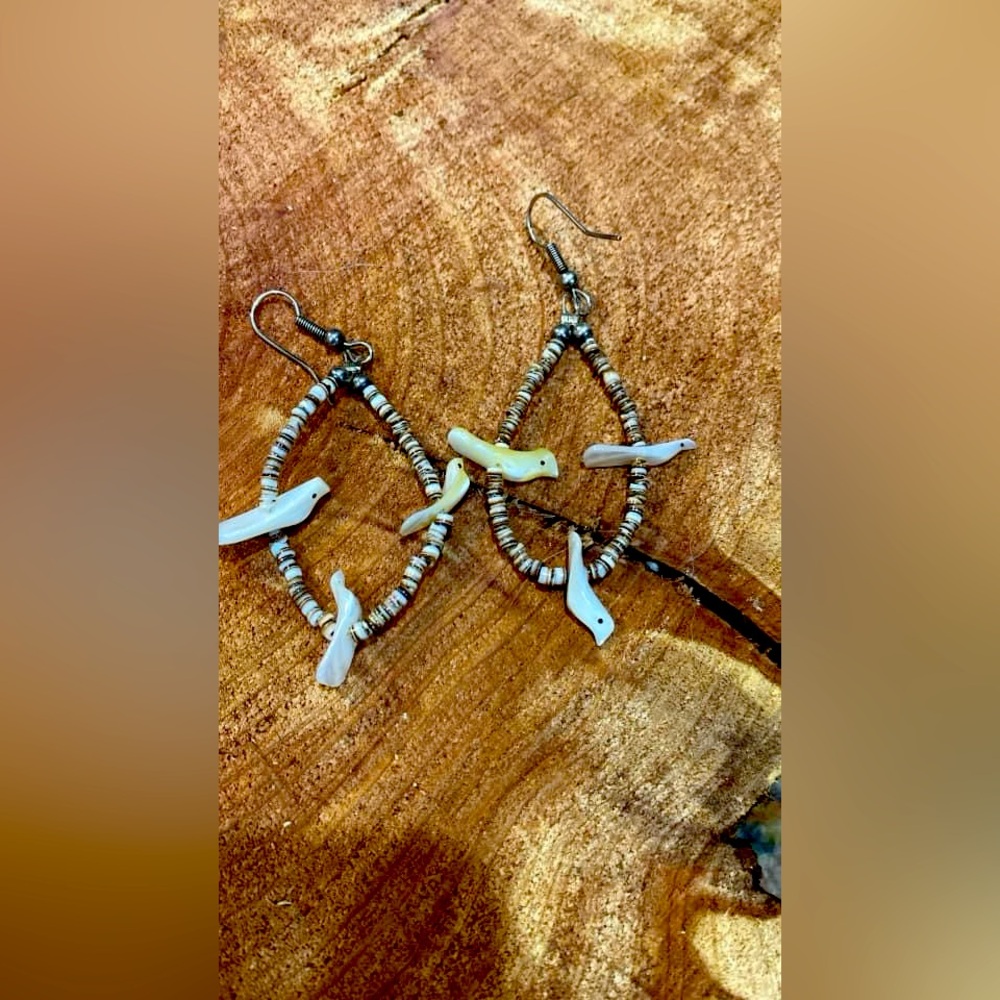 Native American Heishi bead and Shell earrings